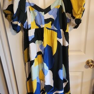 Colorful Abstract Print Women's Dress